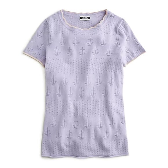 NWT -L-J.Crew Short-sleeve cashmere T-shirt with pointelle stitch